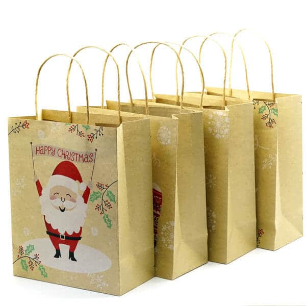 Gift Brown Christmas Paper Bag with Handles - Image 2