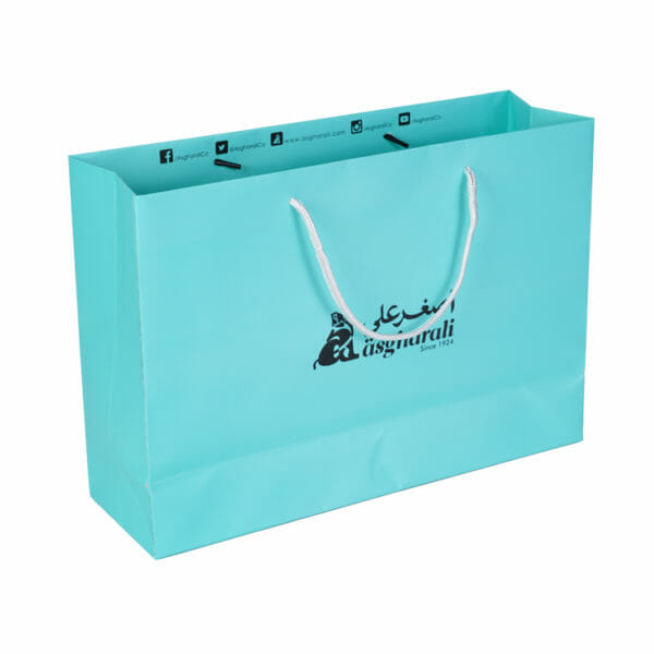 Blue Luxury Shopping Customize Logo Printed Clothing Paper Bag - Image 4