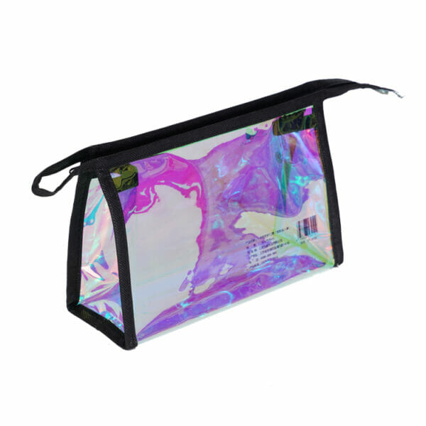 Transparent Zipper Cosmetic Custom Logo Pouch Makeup Holographic PVC Bag