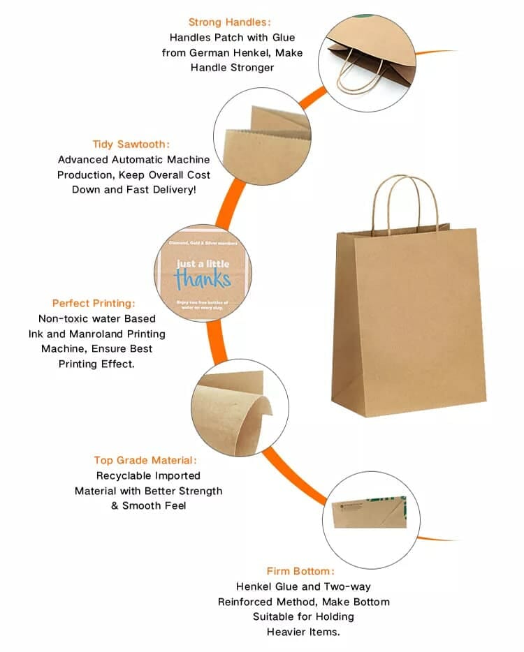 Wholesale paper shopping bags stand up brown craft custom print kraft paper  bags with your own logo - Cxgiae