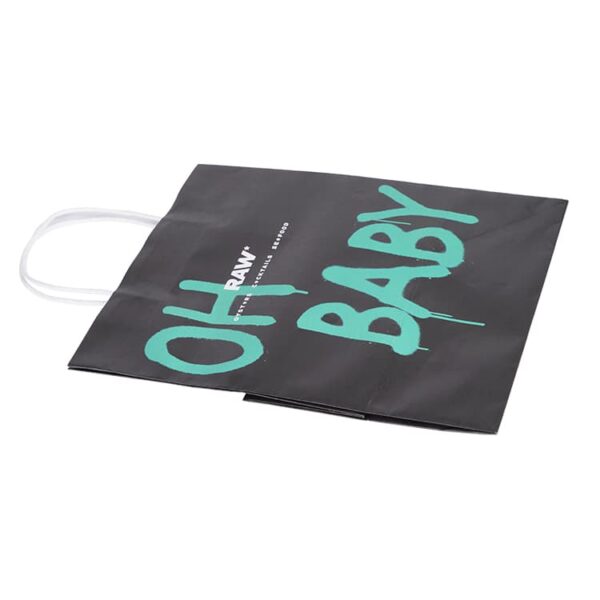 CXJ-P17145 25.5*17.4*30.5cm 52g Black 120gsm White Kraft Paper Bag with Logo - Image 4