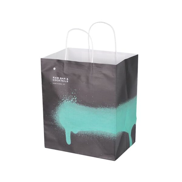 CXJ-P17147 Black 120gsm White Kraft Paper Bag Custom Printing - Image 2