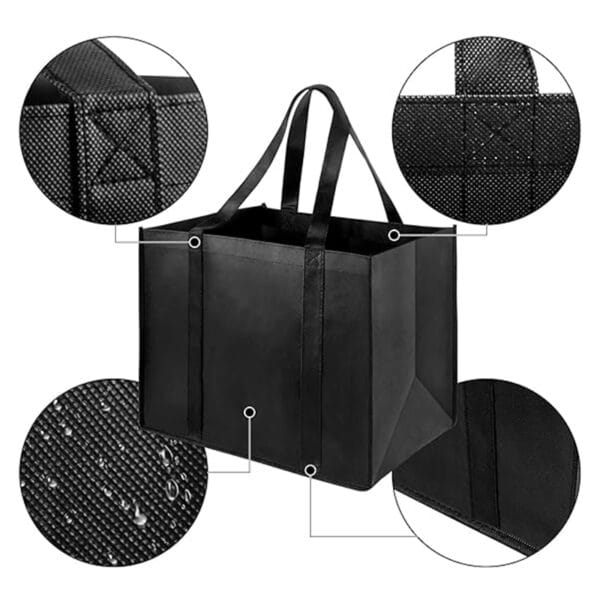 CXJ-N120018 80gsm Black Non Woven Shopping Bag - Image 3