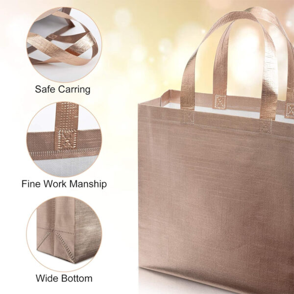 CXJ-N24025 80gsm Customized Metallic Non Woven Shopping Tote Bag - Image 5