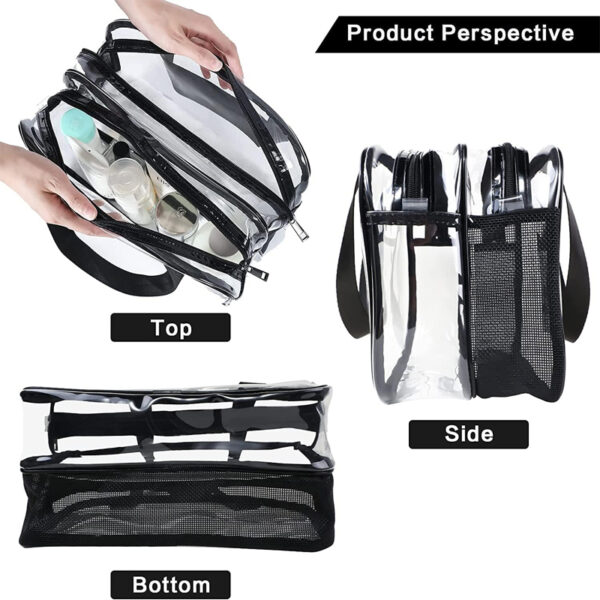 Brown Customized Thickening Transparent Waterproof PVC Travel Makeup Bag - Image 3