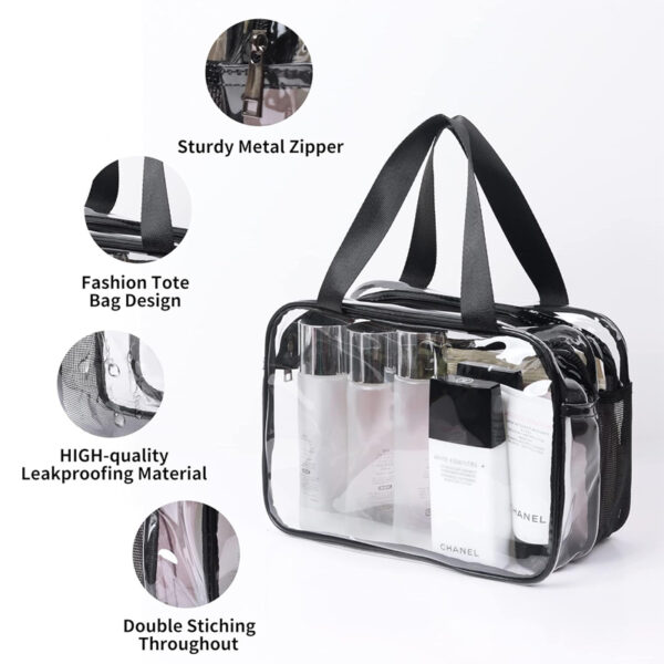 Brown Customized Thickening Transparent Waterproof PVC Travel Makeup Bag - Image 5