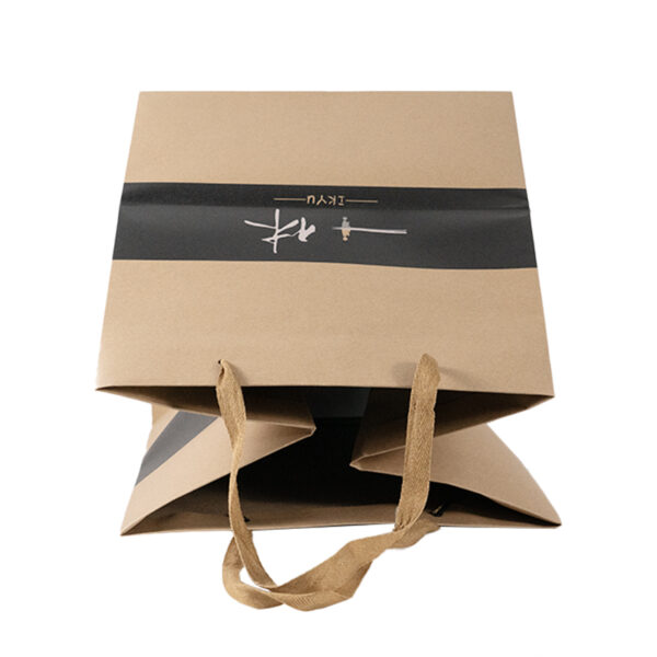 Ribbon Handle 150gsm Customized Logo Pattern Printing Kraft Paper Bag - Image 2