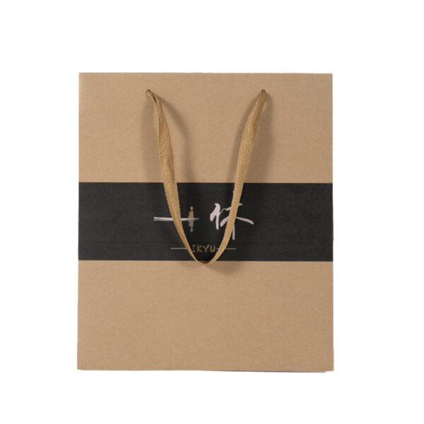 Ribbon Handle 150gsm Customized Logo Pattern Printing Kraft Paper Bag - Image 3