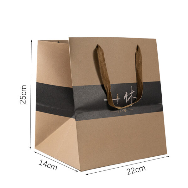 Ribbon Handle 150gsm Customized Logo Pattern Printing Kraft Paper Bag - Image 5