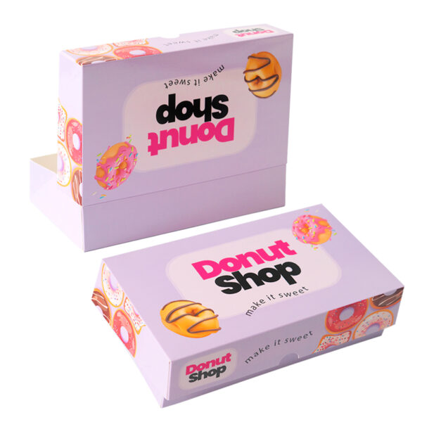 Purple Food Doughnut Packaging Custom Folding Paper Box