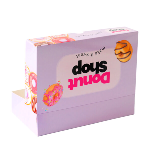 Purple Food Doughnut Packaging Custom Folding Paper Box - Image 3