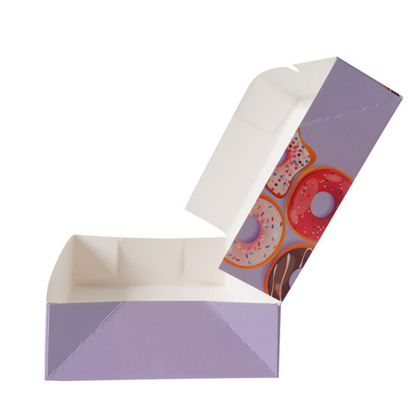 Purple Food Doughnut Packaging Custom Folding Paper Box - Image 2