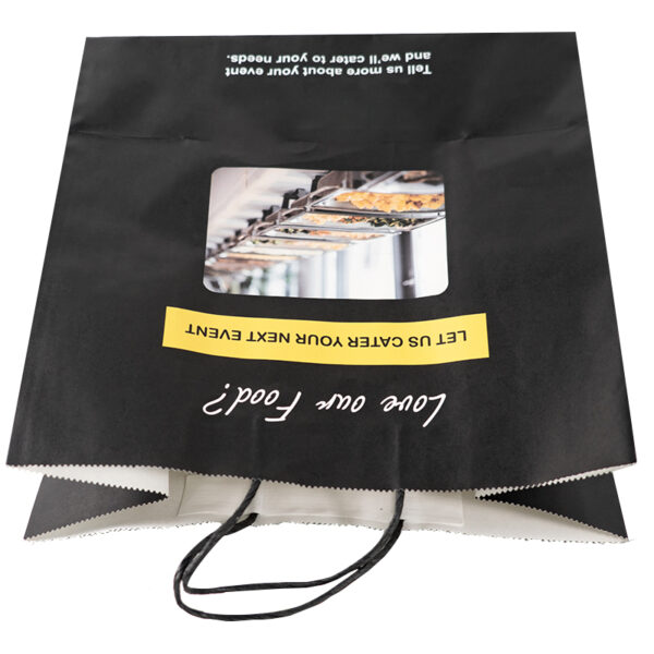 Black Catering Bag 80gsm Customized Printed Paper Shopping Bag - Image 2