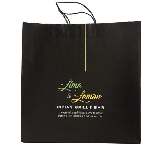 Black Catering Bag 80gsm Customized Printed Paper Shopping Bag - Image 3