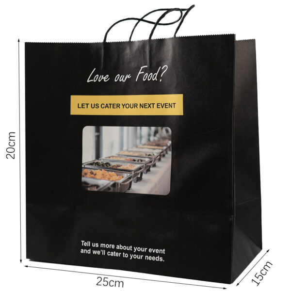 Black Catering Bag 80gsm Customized Printed Paper Shopping Bag - Image 5