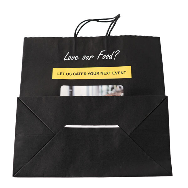 Black Catering Bag 80gsm Customized Printed Paper Shopping Bag - Image 6