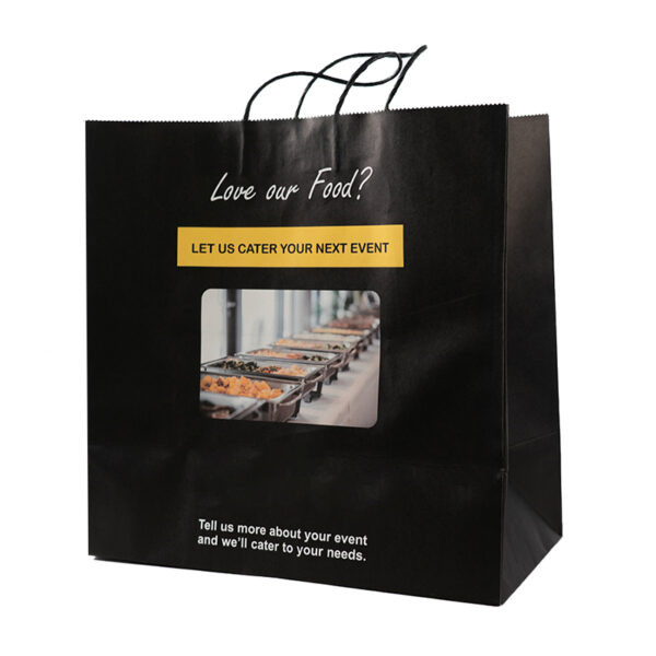 Black Catering Bag 80gsm Customized Printed Paper Shopping Bag