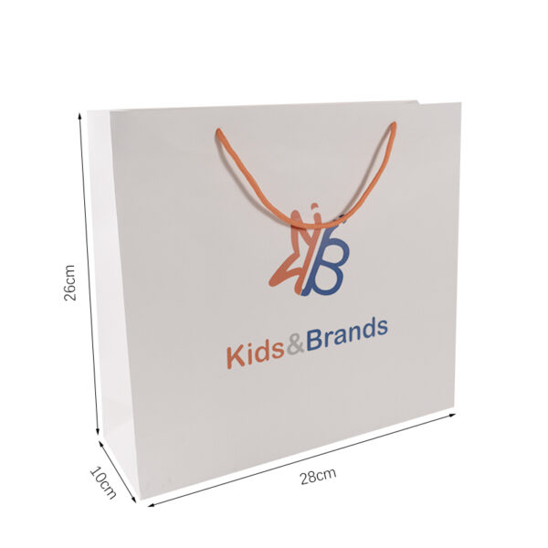 Customized Logo white  Orange Cord  cardboard Paper Shopping Bag - Image 7