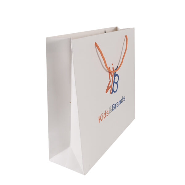 Customized Logo white  Orange Cord  cardboard Paper Shopping Bag - Image 6