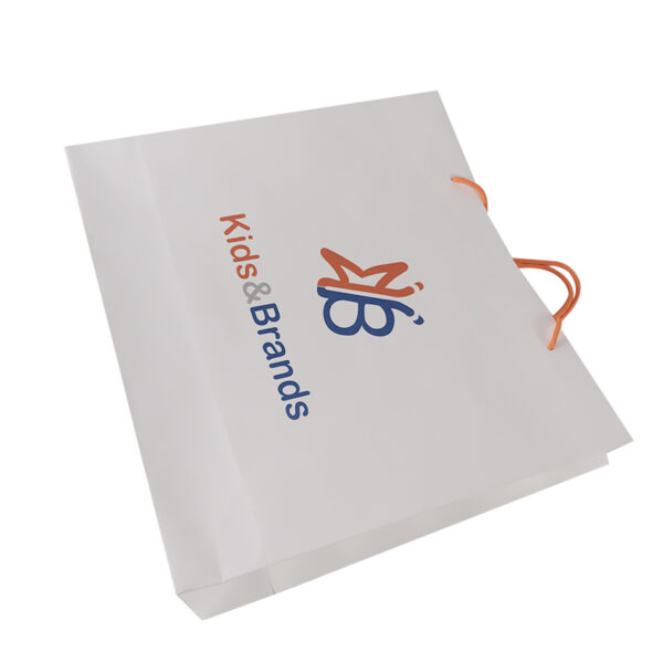 Customized Logo white  Orange Cord  cardboard Paper Shopping Bag - Image 4