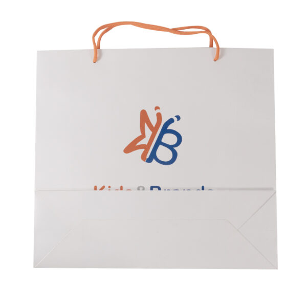 Customized Logo white  Orange Cord  cardboard Paper Shopping Bag - Image 3