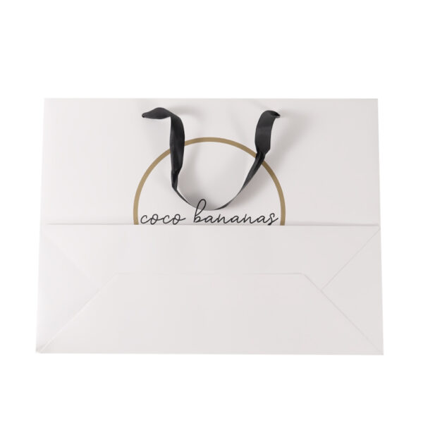 Customized Logo white  black ribbon Boutique Shopping Bag - Image 5