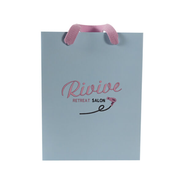 Customized Logo  blue Paper Shopping Bags Clothing Supermarket Shopping Craft Packaging Paper Bags - Image 4
