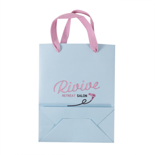 Customized Logo  blue Paper Shopping Bags Clothing Supermarket Shopping Craft Packaging Paper Bags - Image 3