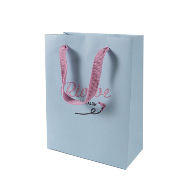 Customized Logo  blue Paper Shopping Bags Clothing Supermarket Shopping Craft Packaging Paper Bags