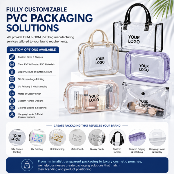 Custom PVC Bags for Retail, Cosmetic & Promotional Packaging