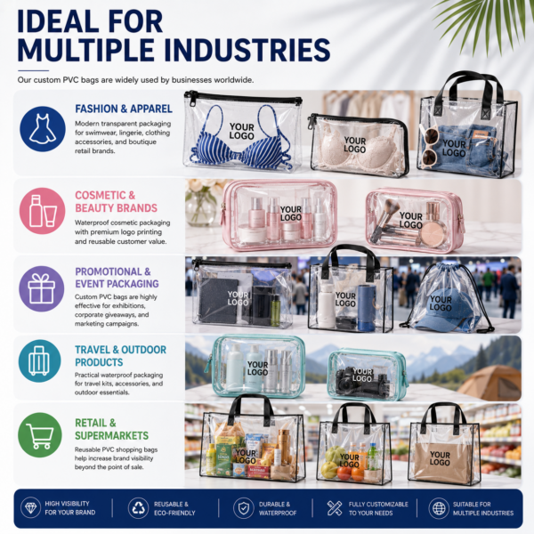 Custom PVC Bags for Retail, Cosmetic & Promotional Packaging