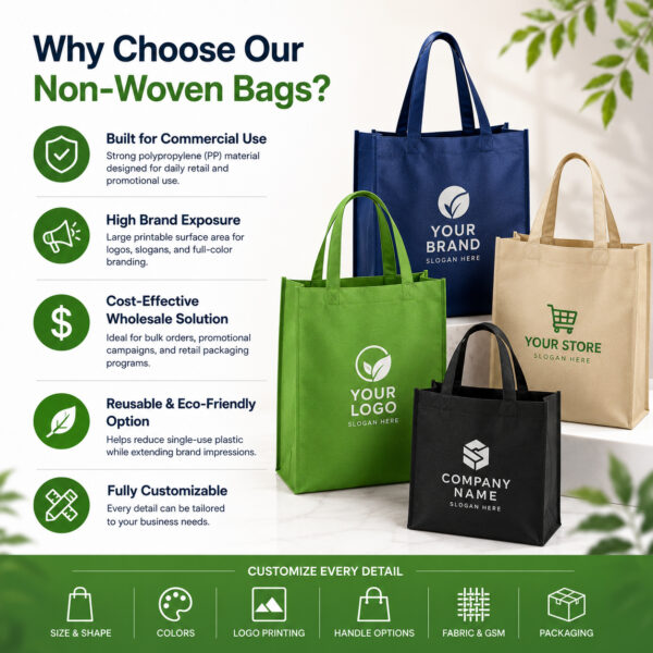 Custom Non-Woven Bags for Business Branding & Wholesale Supply