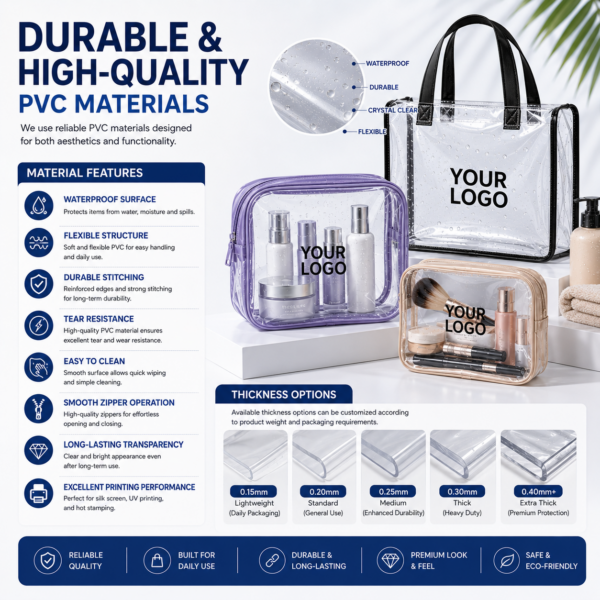 Custom PVC Bags for Retail, Cosmetic & Promotional Packaging